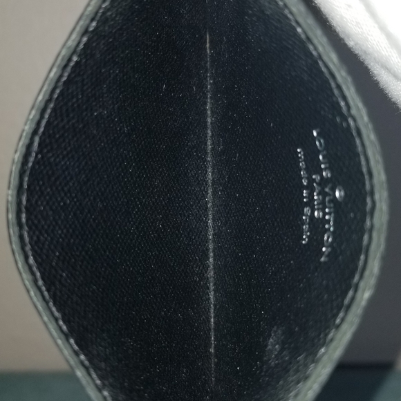 Louis Vuitton Card Case Silver Platinum Black Epi Leather Holder Wallet Rare - Picture 5 of 11